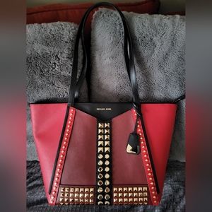 Michael Kors Whitney Large Studded Saffiano Tote Leather